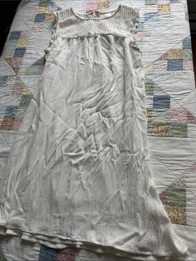 Women's White Crochet Yoke Maxi Dress - Lightweight Summer Layer